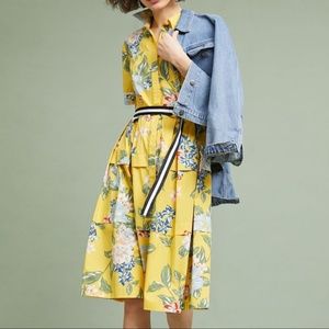 Anthropologie Donna Morgan Yellow Floral Dress Size 8